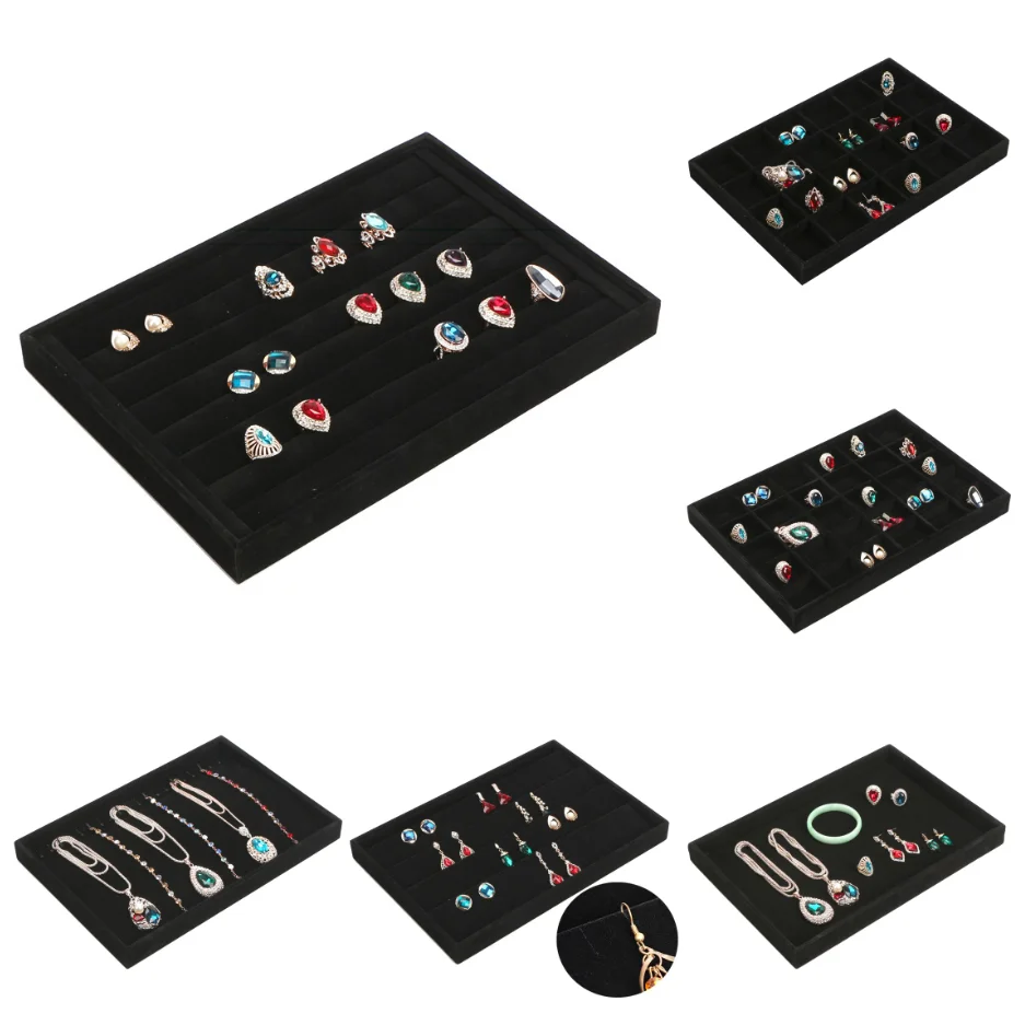 

Black flannel jewelry plate jewelry display tray storage box jewelry plate ring necklace bracelet earrings storage