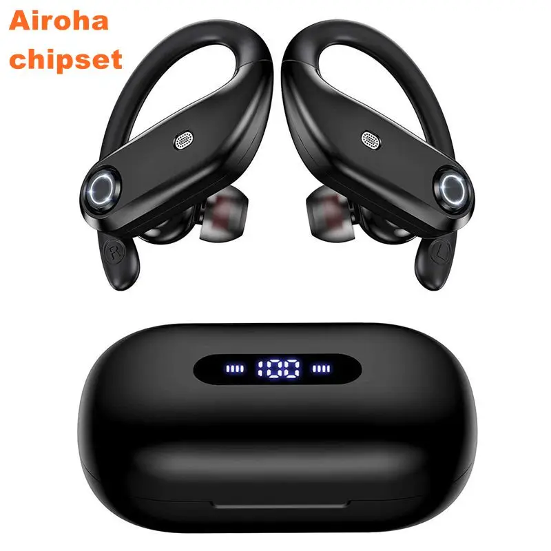 

K23 Tws Ear Hook Headphones 4-Mics Call Noise Reduction Wireless Earbuds IPX7 Earphones For Sports Running Gaming Workout