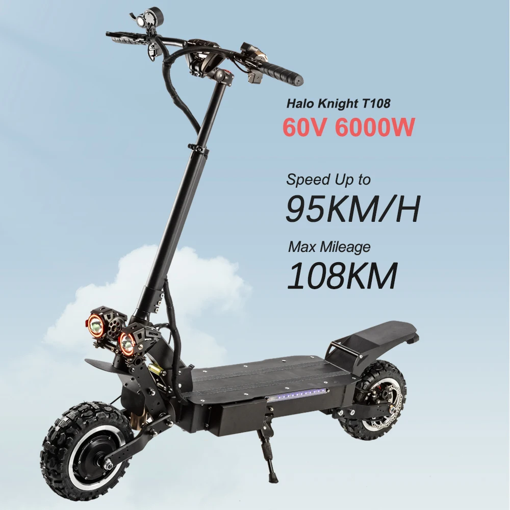 

Halo Knight Powerful 60V 6000W Off Road Foldable E Scooter Dual Motor Electric Scooter With Seat for Adults