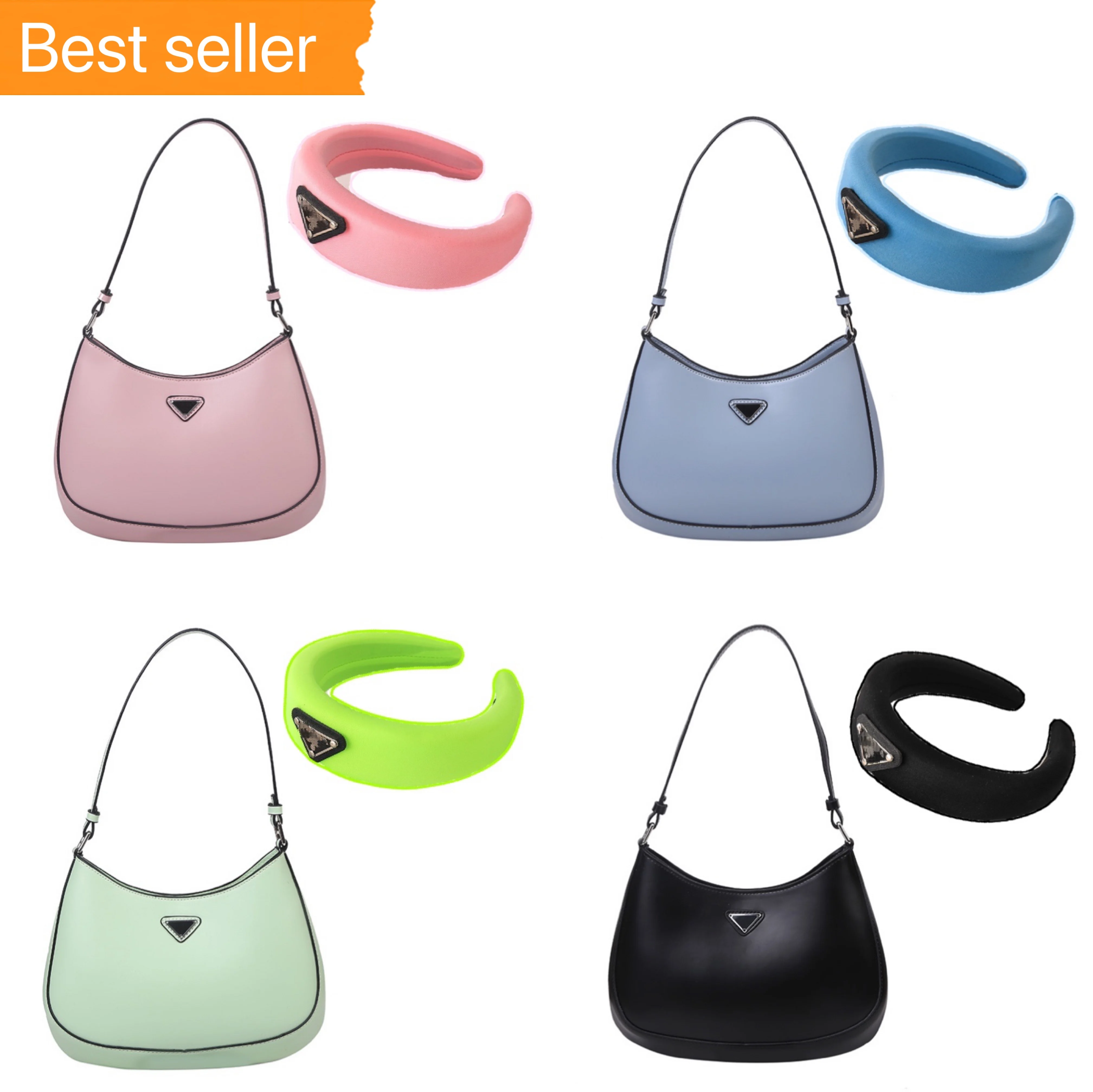 

2021 designer famous brand luxury replicate matching handbags purse and thick velvet foam headband sets purses set for women, 8 colors