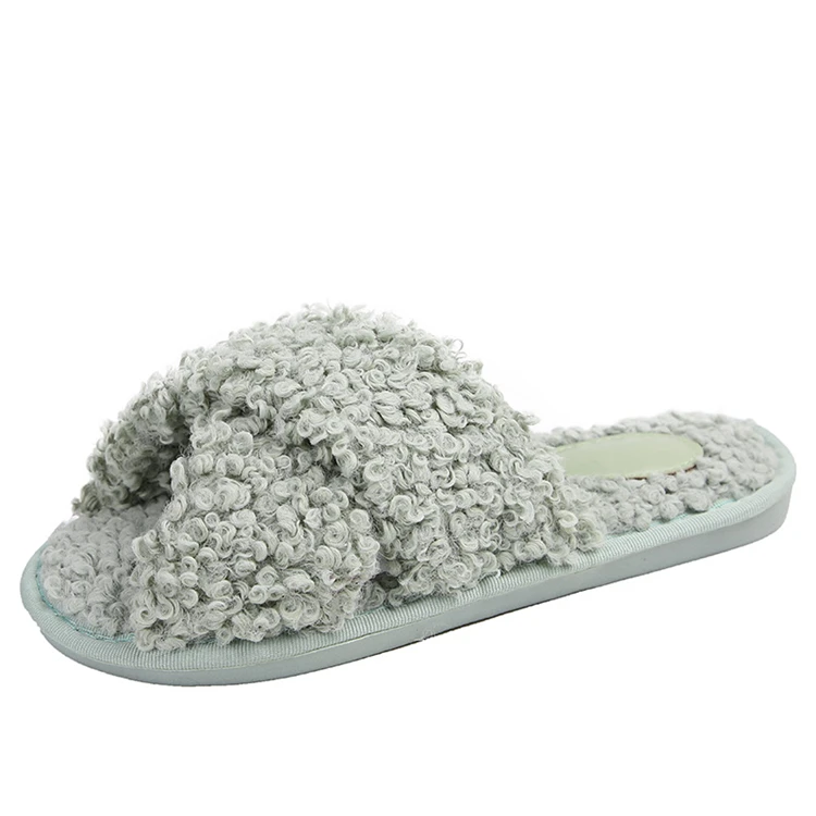 

2020 Winter new ladies fashion lamb wool home slippers warm anti-slip slippers for women, As pictures