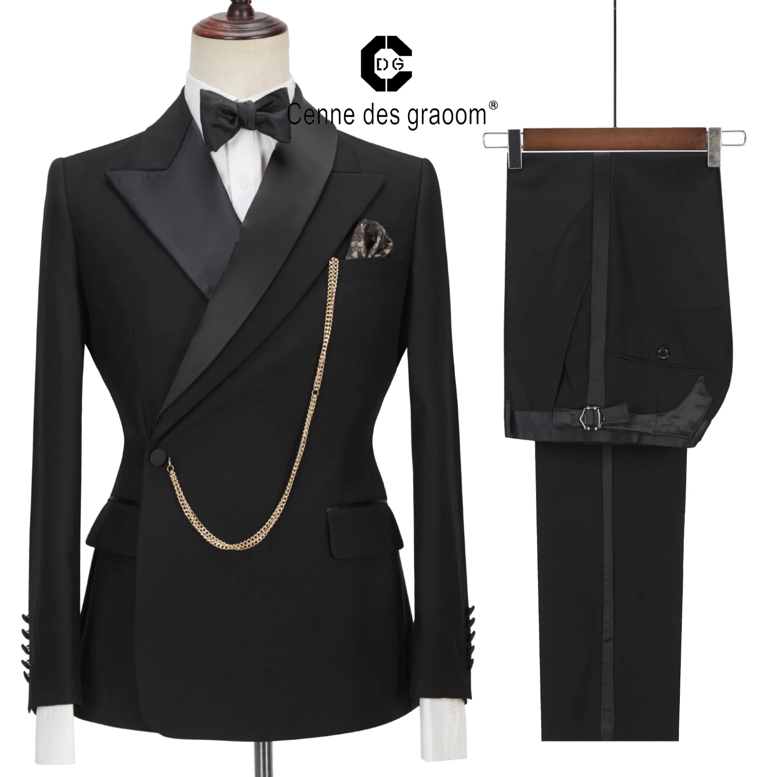 

Cenne Des Graoom Latest Coat Design Men Suits Tailor-Made Tuxedo 2 Pieces Blazer Wedding Party Singer Groom Costume Homme Black, White