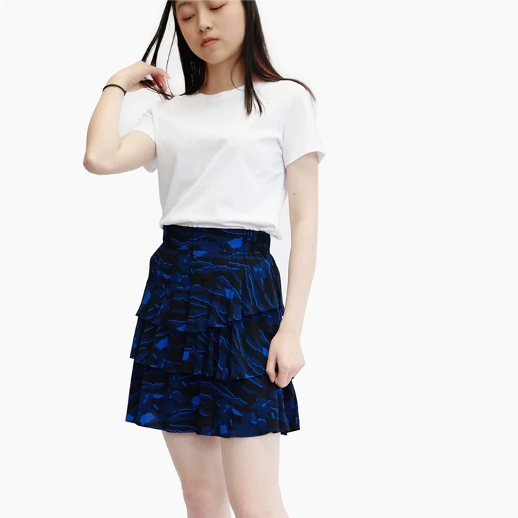 

Best Sale 100% Viscose Girls Blue Sexy Short Mini Pleated Cupcake Skirt For Ladies