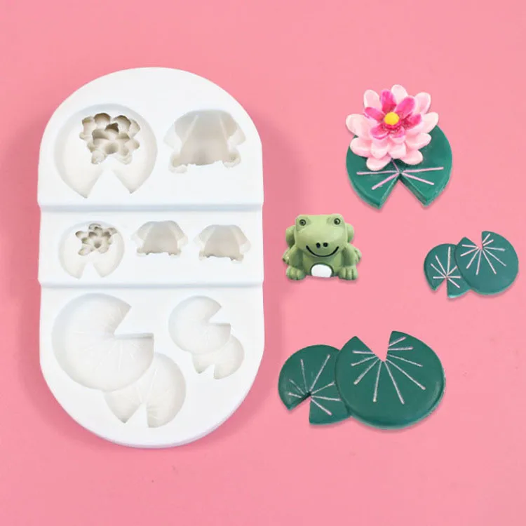 

Y2757 Diy handmade frog lotus leaf silicone chocolate molds for cake decoration, Random