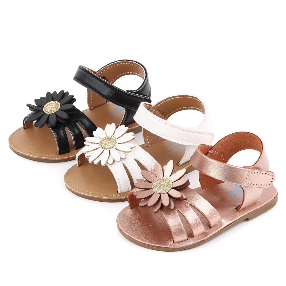 

New designs fashion flower sandals baby girl shoes summer baby shoes wholesale, Black/pink/white