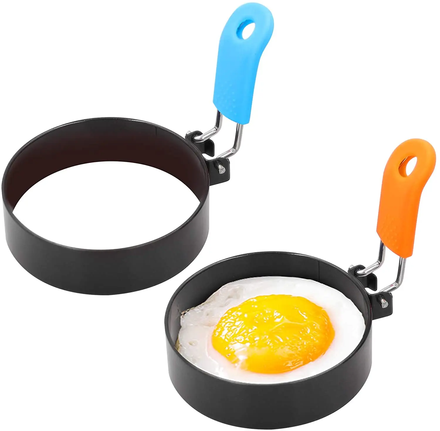 

Nonstick Stainless Steel Circle Shaper Egg Rings for Frying Meat Pie, Sandwiches, Fried Egg Maker Molds Set with Handle, Customized