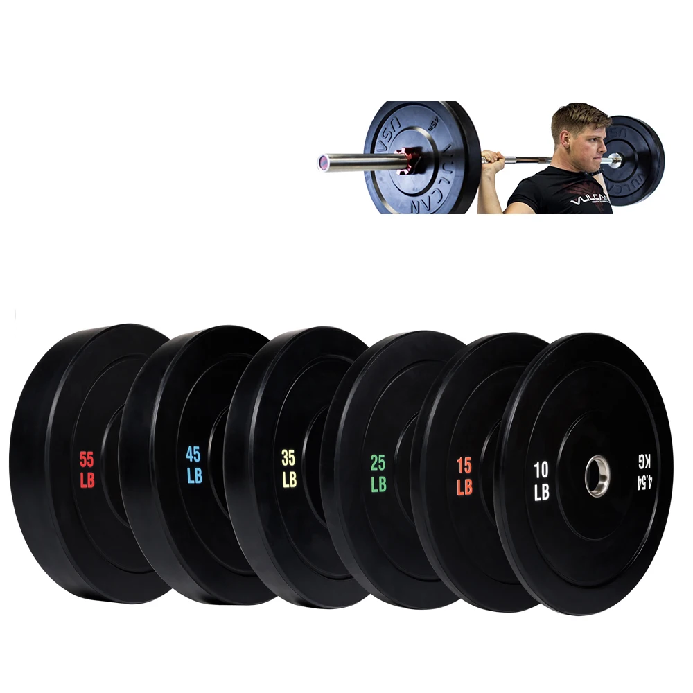 

Life Fitness Color Coded Strength Training Barbell Plates 5kg 20kg 45pounds lifting rubber Bumper Weight Plates pounds, Black