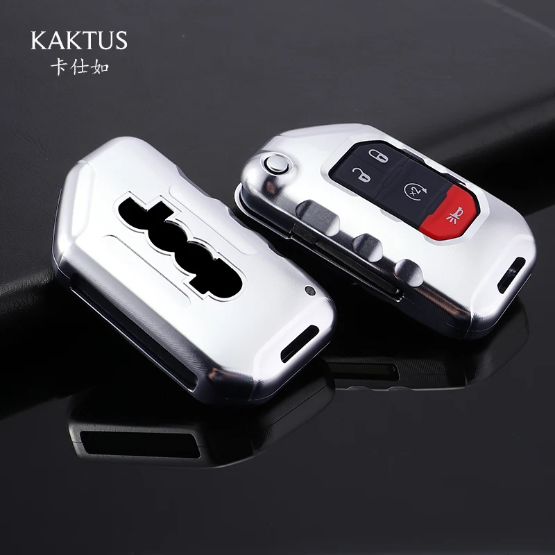 

key case Jeep for 2018Wrangler Aluminium alloy protect Cover Car key shell, Silver