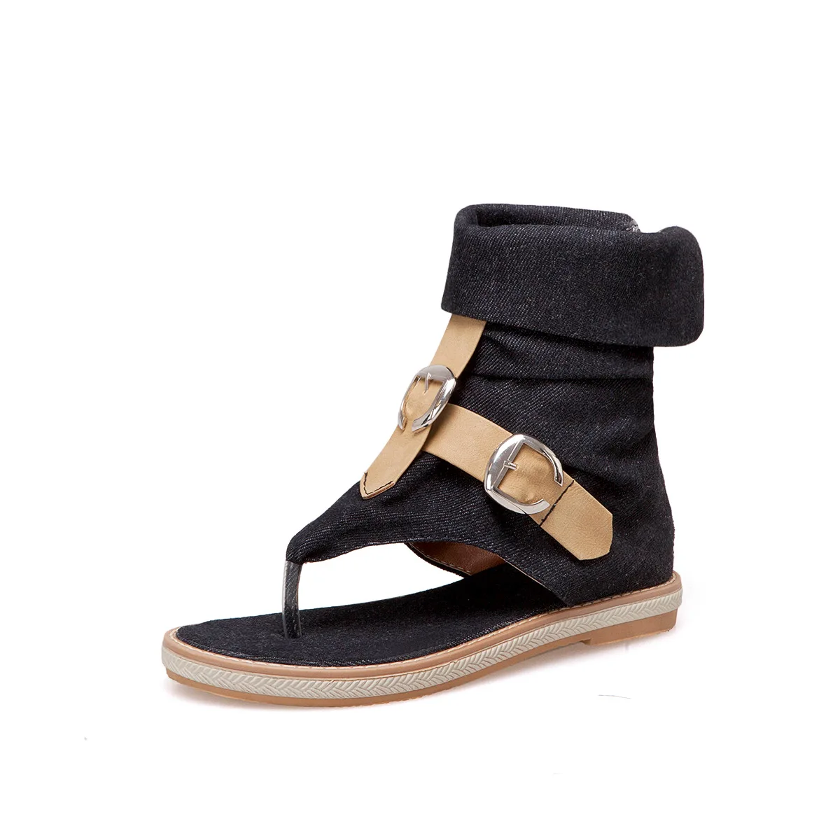 

Hot Selling Fashion Ladies Sandals Plus Size Flat Flip Flip Hollow Zipper Socks Belt Buckle Women Summer Sandals