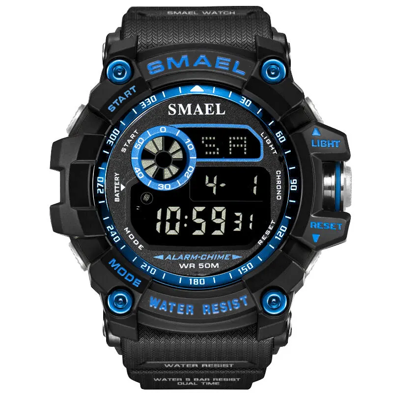 

2021 Smael 8010 dual analog digital watch cold light Relogio blue light LED light up sports digital watch for man, 7 colors