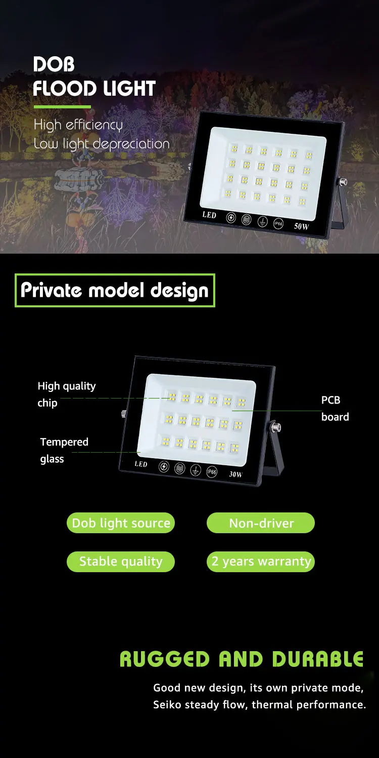 Private Design Waterproof IP66 20W 30W 50W 150 200 Watt SMD LED Flood Light