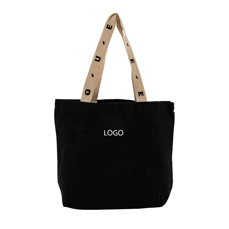 

Plain Canvas Casual Reusable Shopping Bags Thick Black Cotton Tote Bag, Customized color