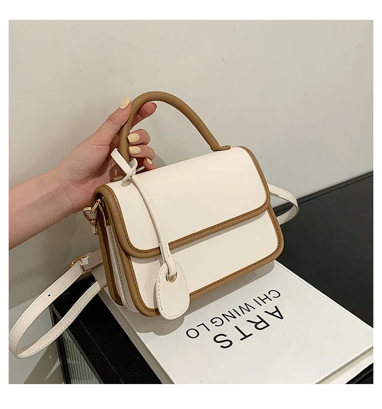 

2021 New Korean Lady Small Square Box Women Hand Bags Tide Lock Buckle Elegance Handbag Purse, White, black, blue, gray, pink