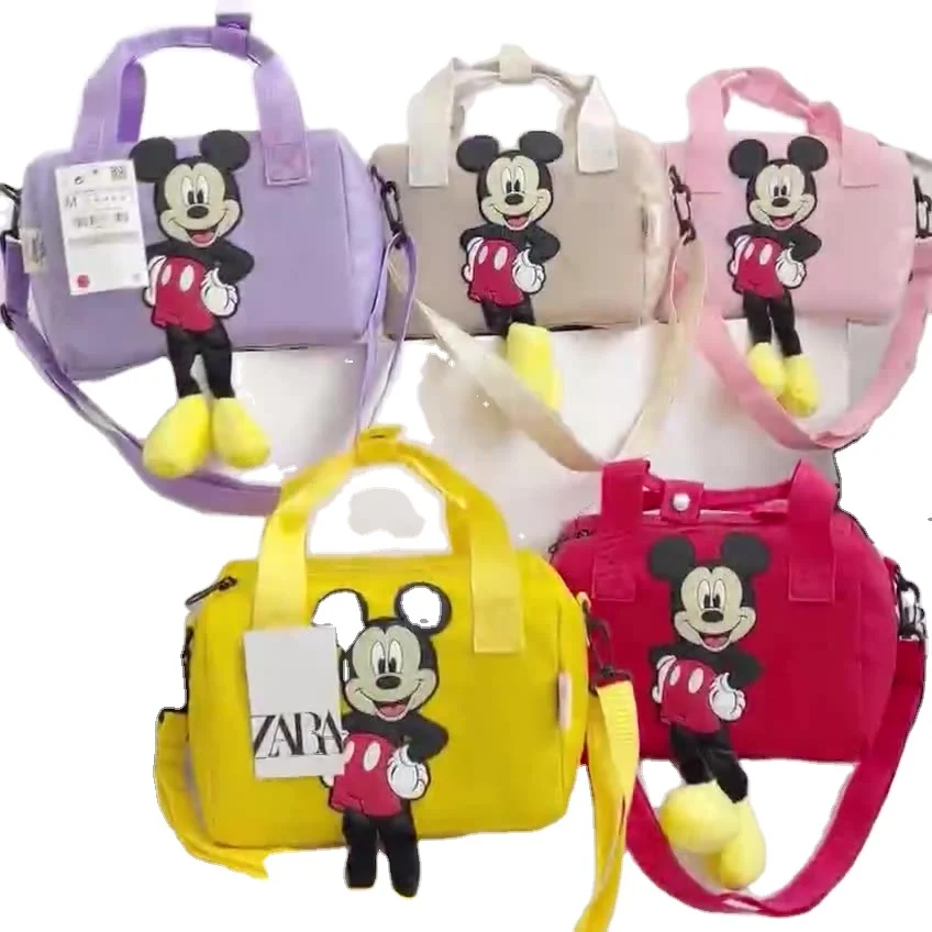 

2021 Fashion Children's Bucket Bag Mickey Mouse Print Portable Messenger Bag Mini Accessories One Shoulder Bag, Pure color