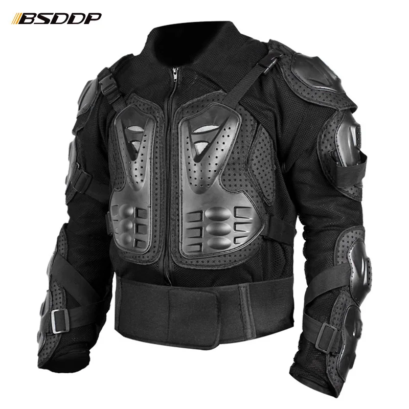 

Breathable protective mesh fabric armor jacket motorcycle motocicleta armadura full body protection gear for motocross racing, Black