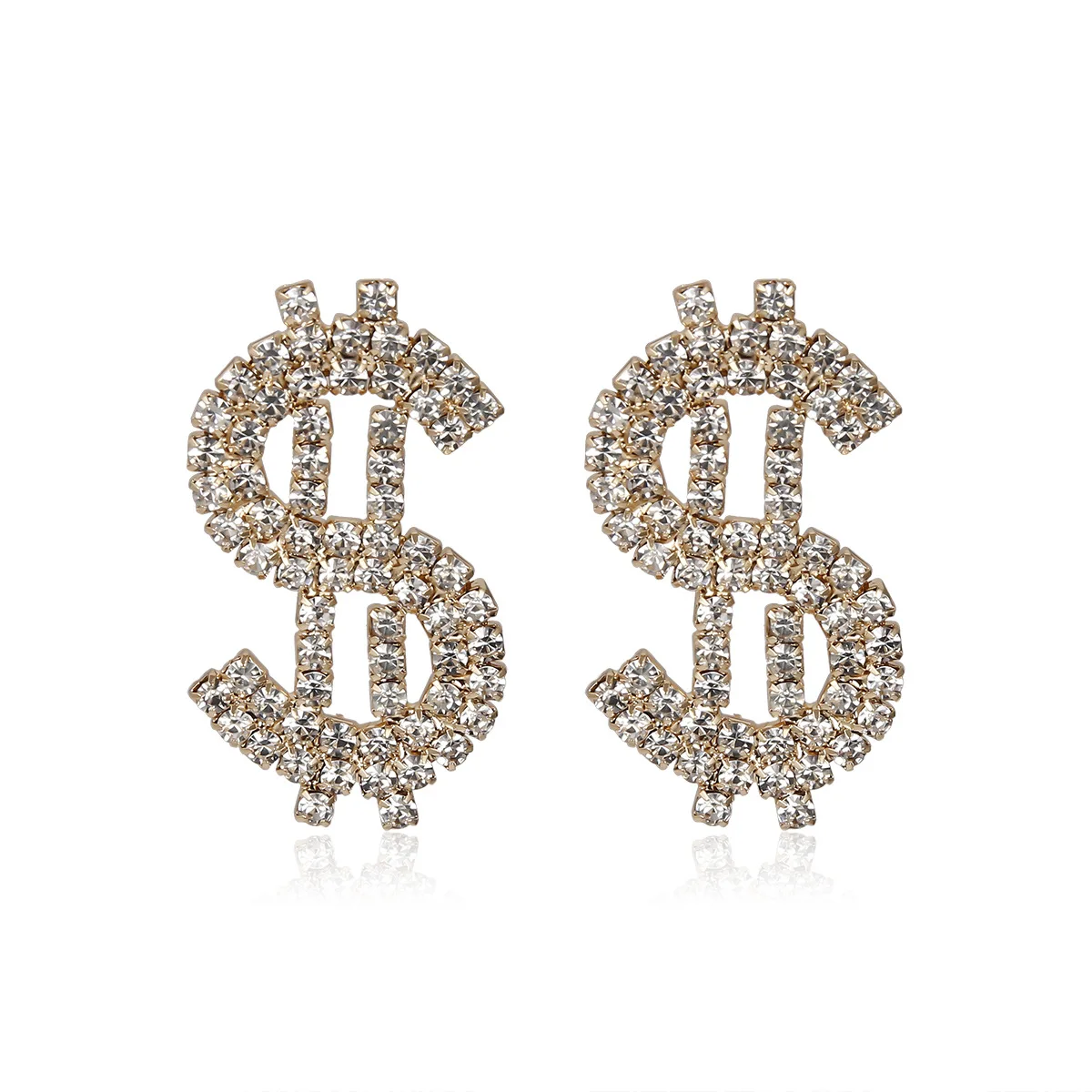 

WIIPU Fashion Fashion Rhinestone Dollar Sign Ladies Earrings Luxury Luxury Shiny Crystal Jewelry Girls Jewelry $ Letter Earrings