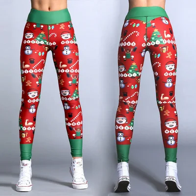 

OEM Christmas print custom sport Women high waisted printed leggings wholesale fitness yoga pants ugly christmas gym leggins