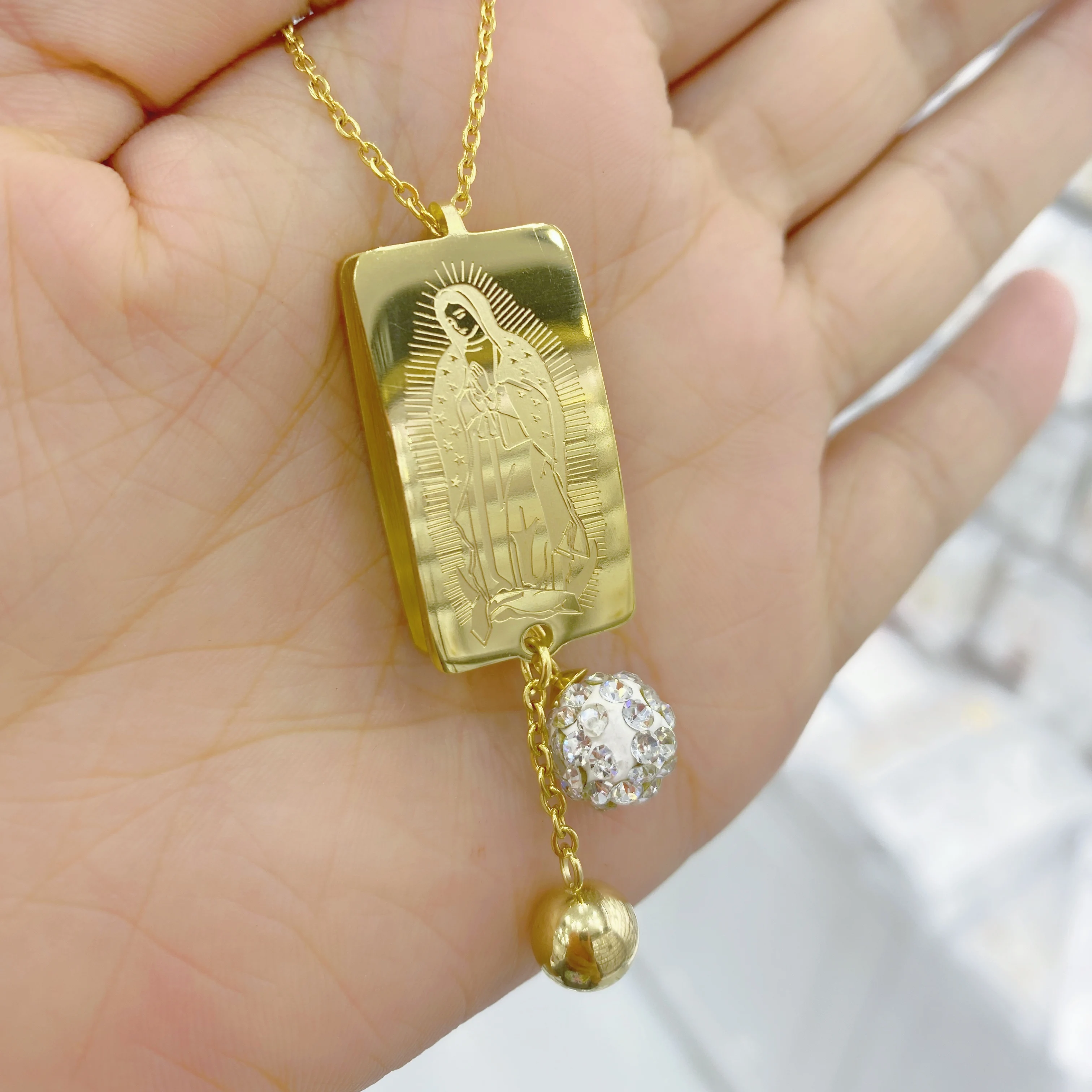 

Stainless steel Cross Virgin Mary necklace earring set