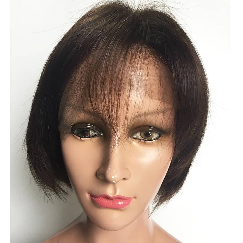 

YL short Wig full Lace Front Wig Short Bob Human Hair Cut With Baby hair and bangs, Oem