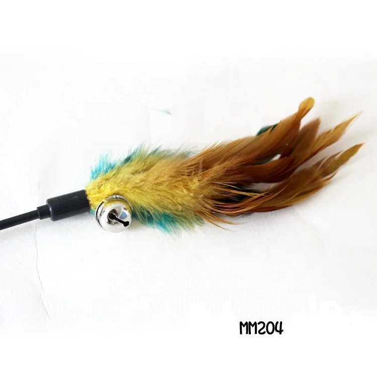 

Interactive Cat Toy Cat Teaser Short Stick With Feather With Small Bell