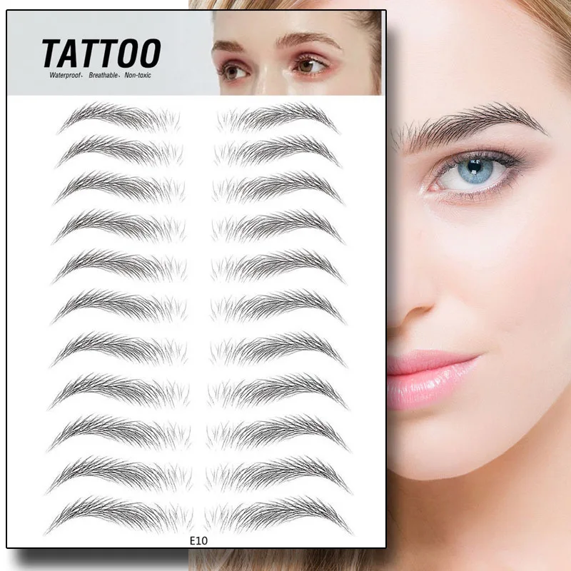 

4D Eyebrow Makeup Sticker Bionic Semi-Permanent Water Transfer Waterproof Tattoo Eyebrow, Black