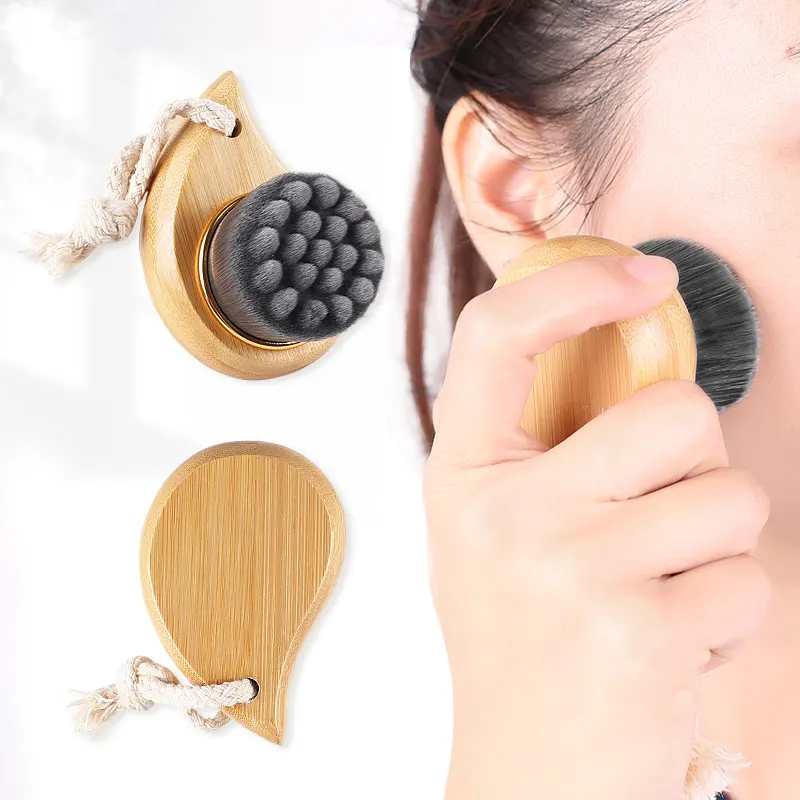

Manual Facial Cleansing Brush Charcoal Fiber Face Brushes Soft Facial Cleanser Facial Skin Care Tool pore cleaner Bamboo Handle, As the picture