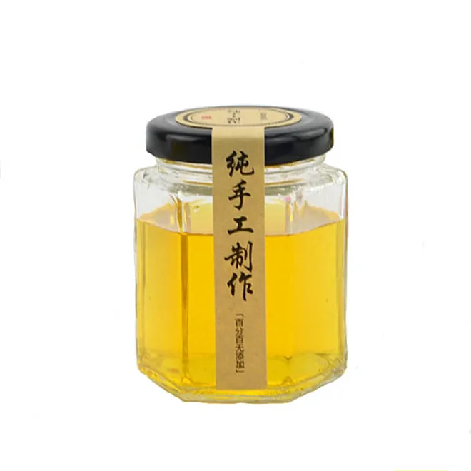 180ml 6oz clear empty hexagon glass jar container for jam honey