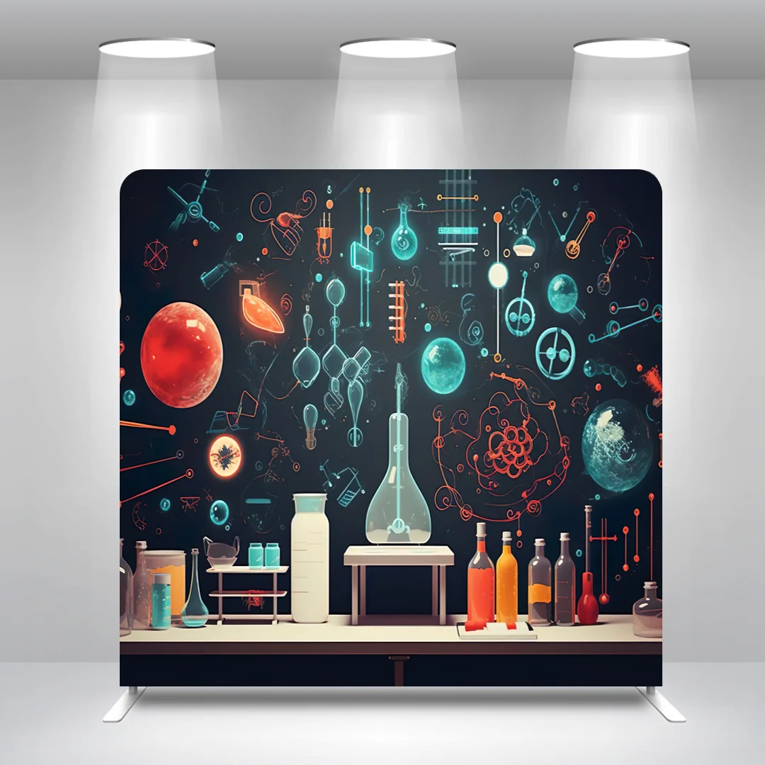 Space Laboratory 8x8ft 10x8ft 10x10ft 20x8ft Birthday Straight Pillow Case Photo Booth Backdrop Cover
