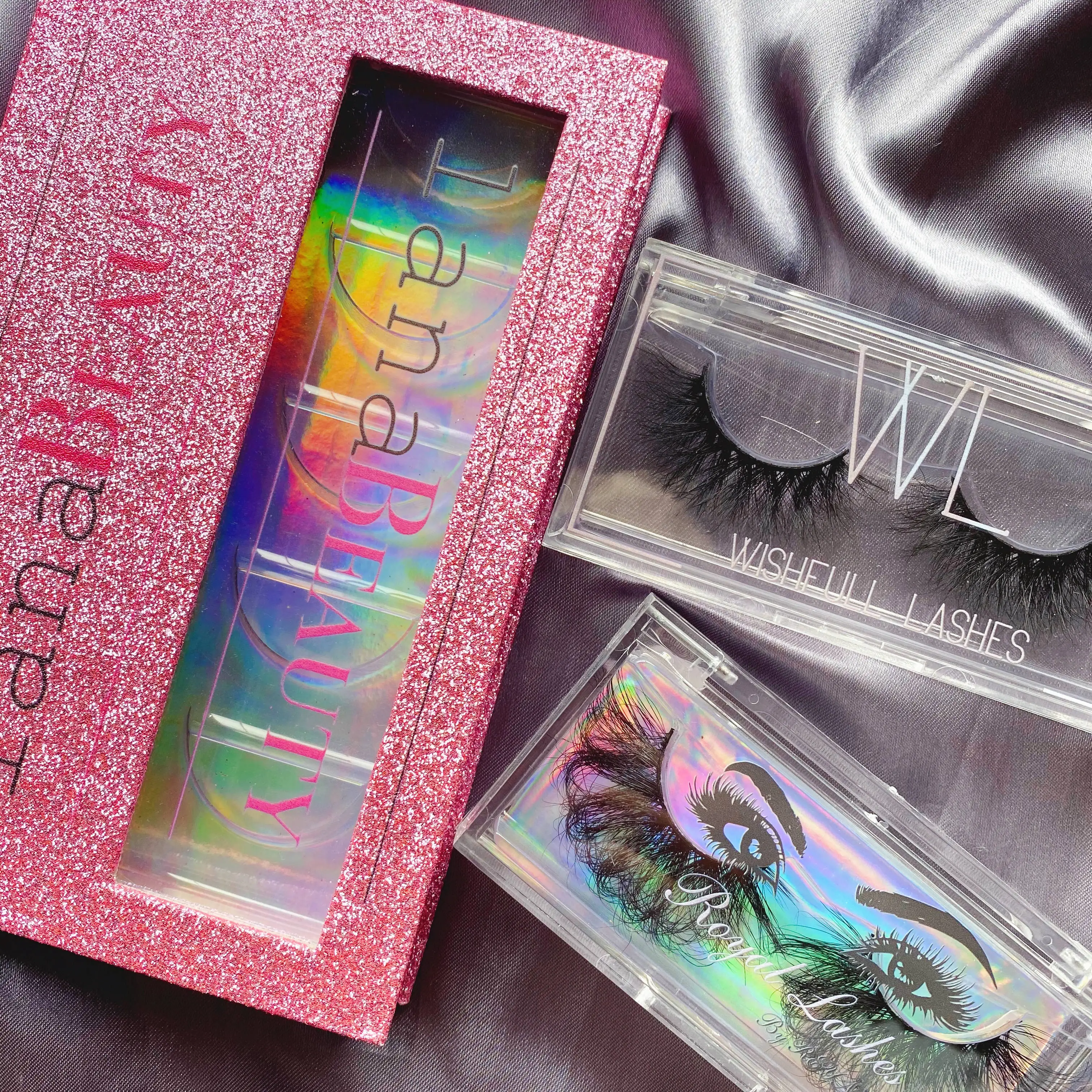 

Anforlin fluffy 25mm 3d real mink eyelash custom dramatic 5d mink eyelashes book private label eyelash case packaging, Natural black