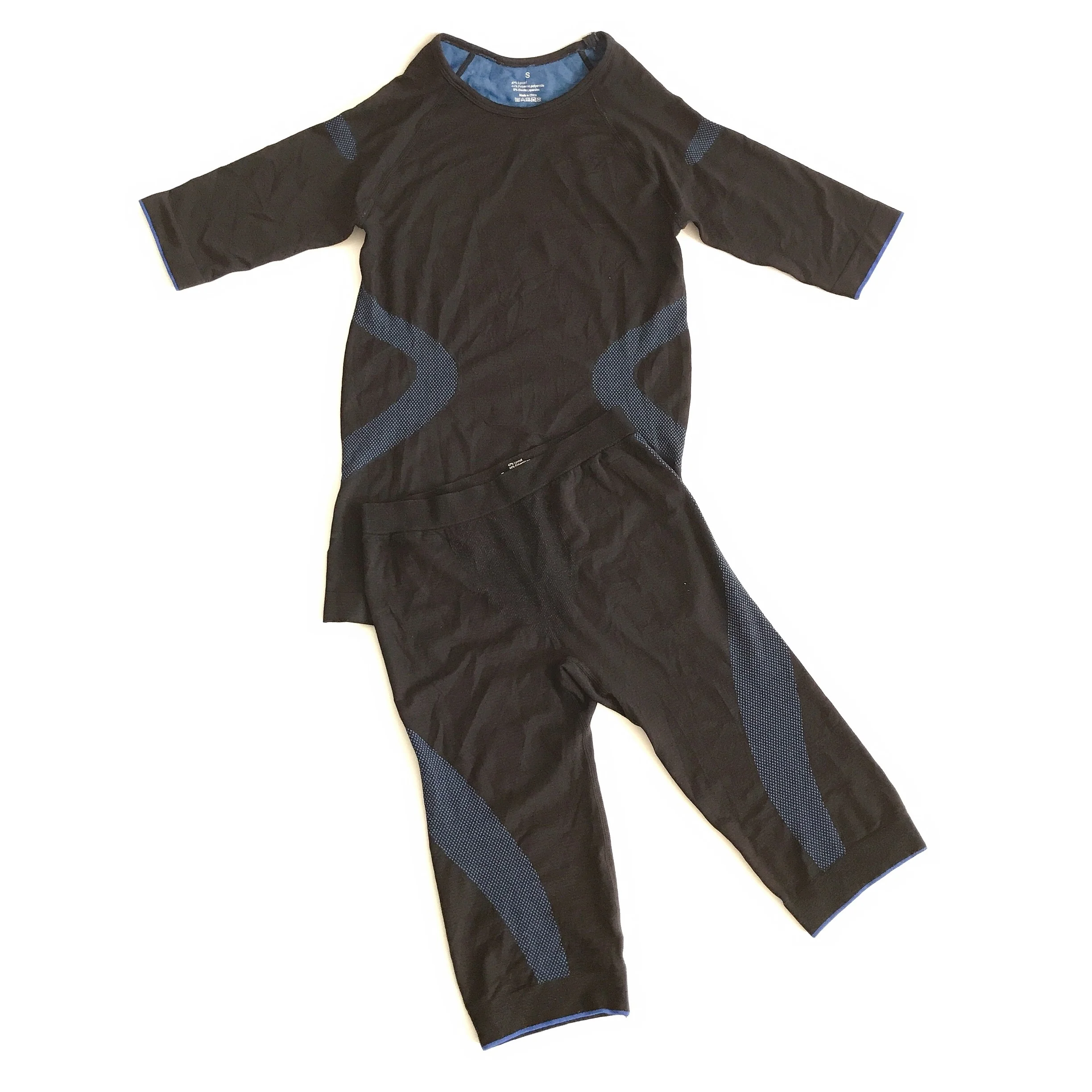 

Miha bodytec Ems Underwear Sport training Fitness suit, Black with blue stitching