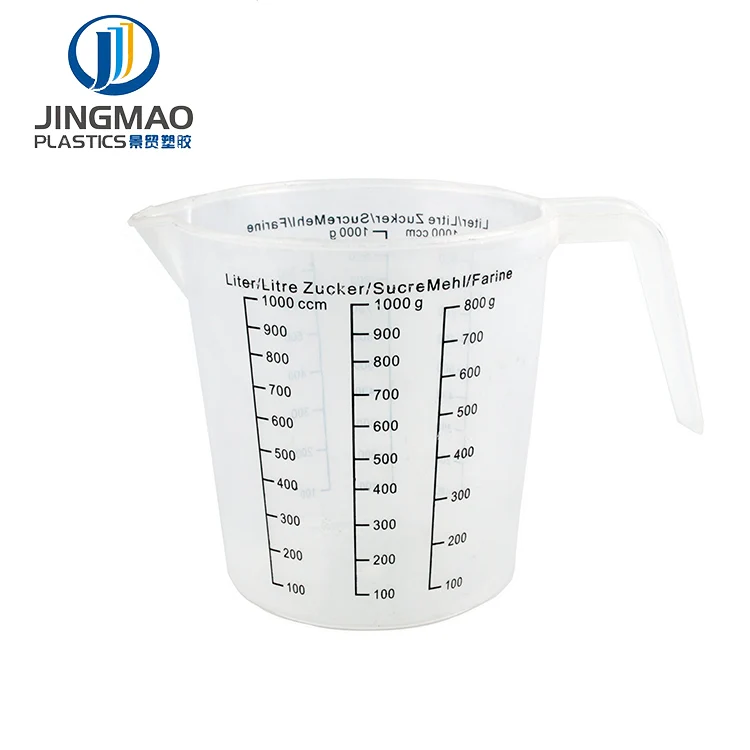 

1000ml Plastic Measuring Cups With Angled Grip, Solid/transparent