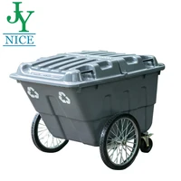 

400 liter garbage trolley green grey wheeled Dumping Cart outdoor square plaza public waste bin trash bin trolley