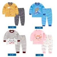 

2019 cotton comfortable cartoon print newborn boys girls baby clothes sets long T-shirt and pants