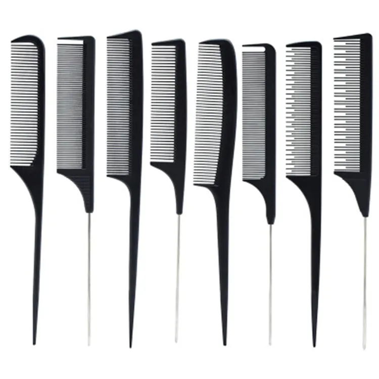 

Durable Salon comb high heat resistant carbon hairbrush comb barber rat tail hair comb, Black