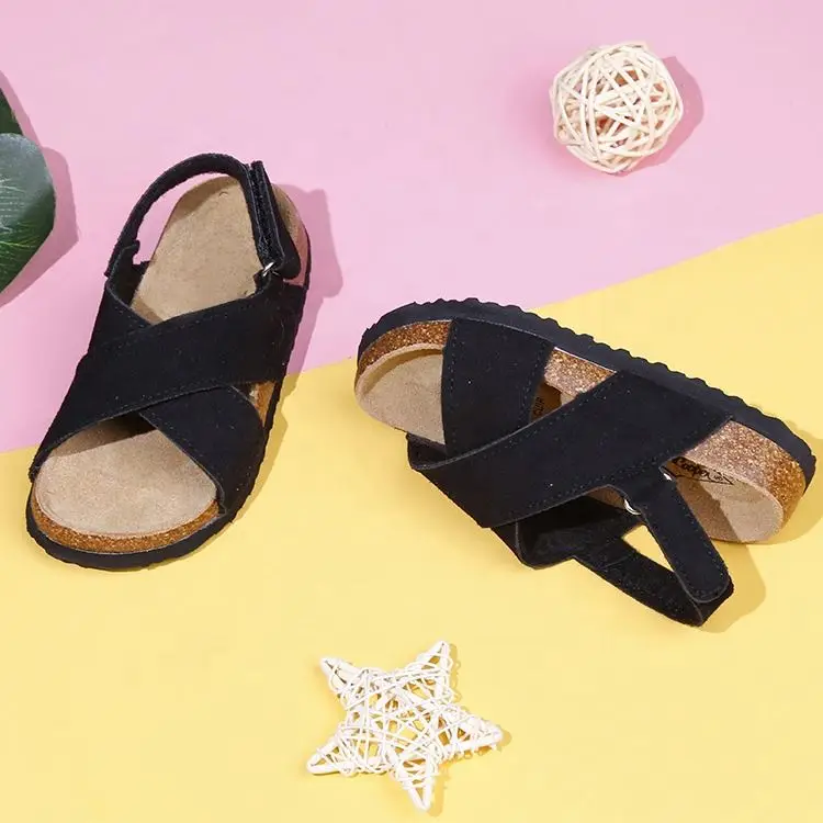 

New Original factory new cheap latest imitation suede cork casual shoes fashionable kids flat sandals