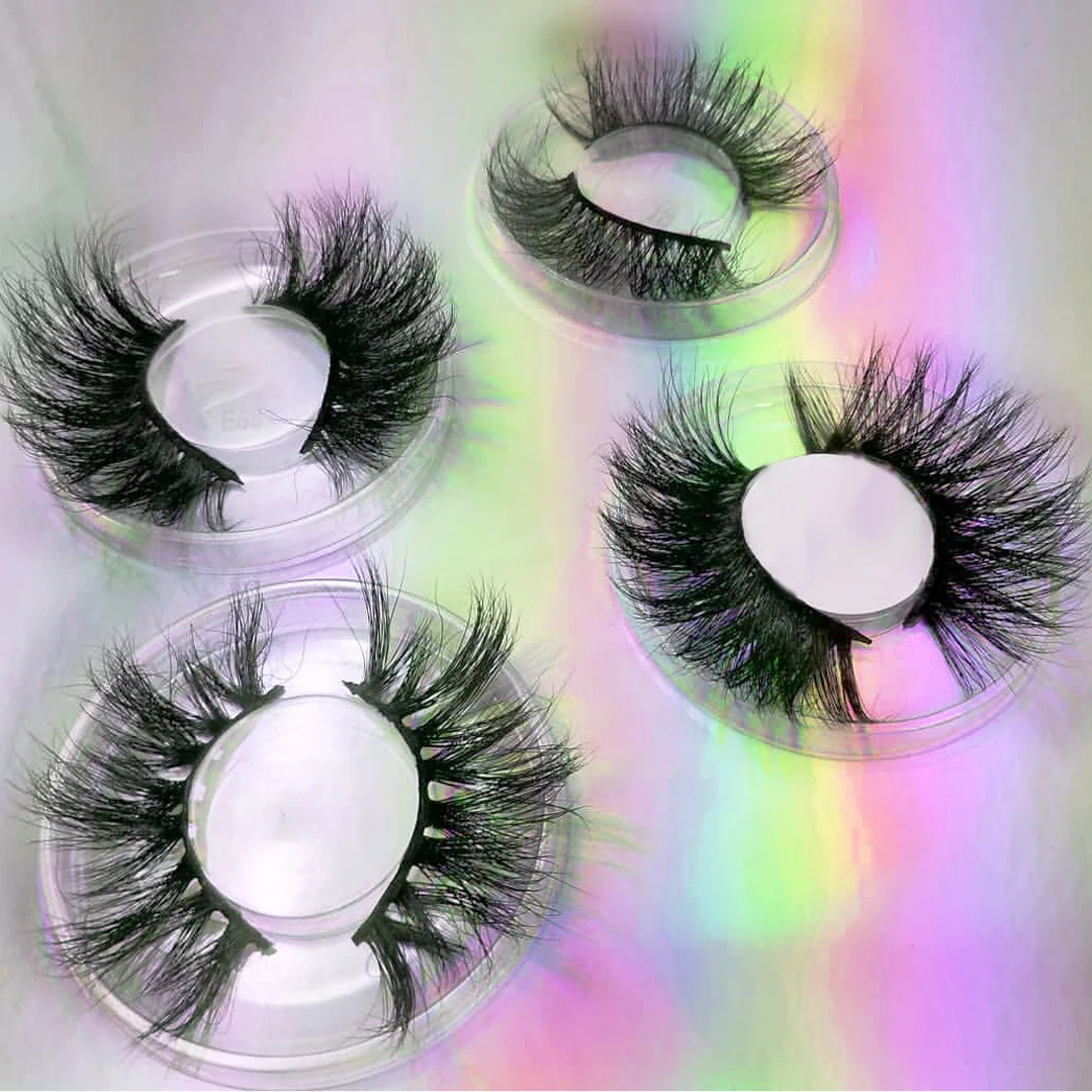 

2021 Promotion mink 3d eyelash vendor 3d eyelashes 100% real mink 25mm mink 5d lashes, Natural black