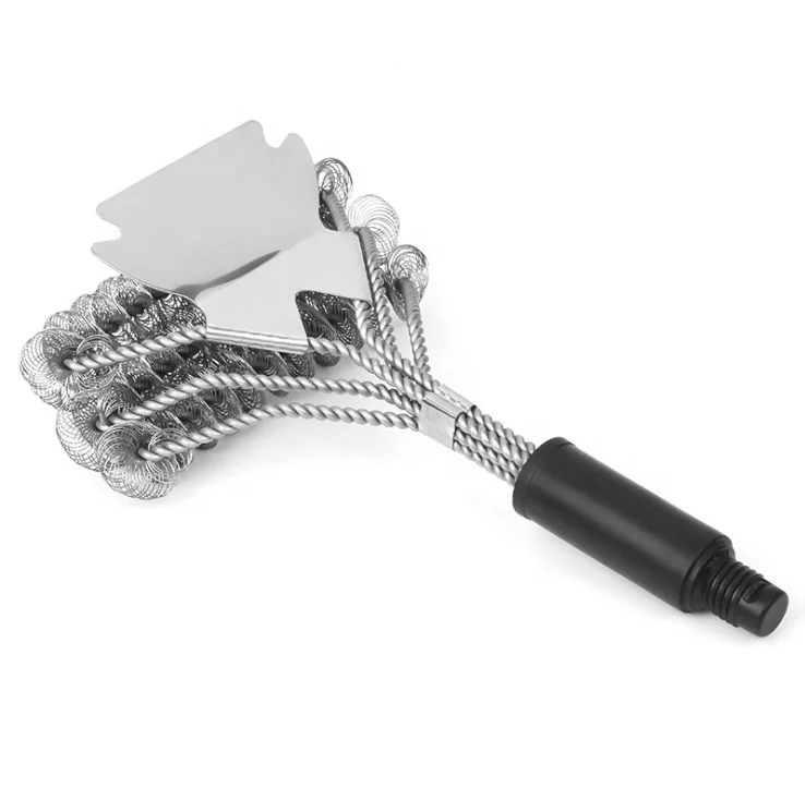 

Best Stainless Steel Safe BBQ Cleaning Grill Brush and Scraper Grilling Accessories Cleaner, Black
