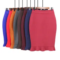 

OEM ODM Stretch Knitted Tight Africa Women Pencil Wrapped Hip Fishtail Skirts Wholesale