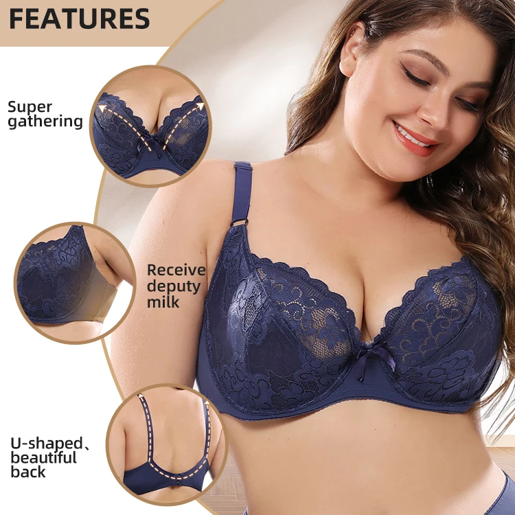 

sexy lace full cup push up plus size cup for big women