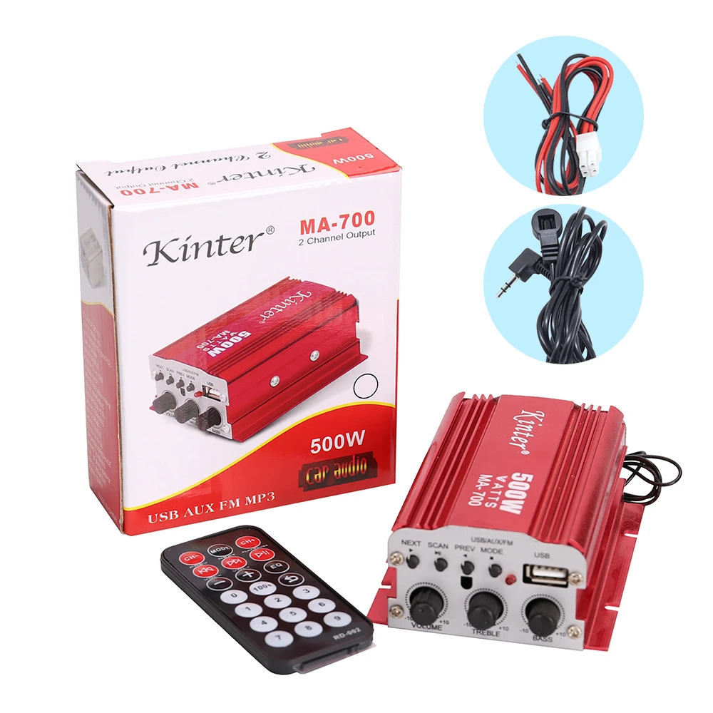
Kinter MA-700BT mini car audio class ab amplifier with fm usb bluetooth 