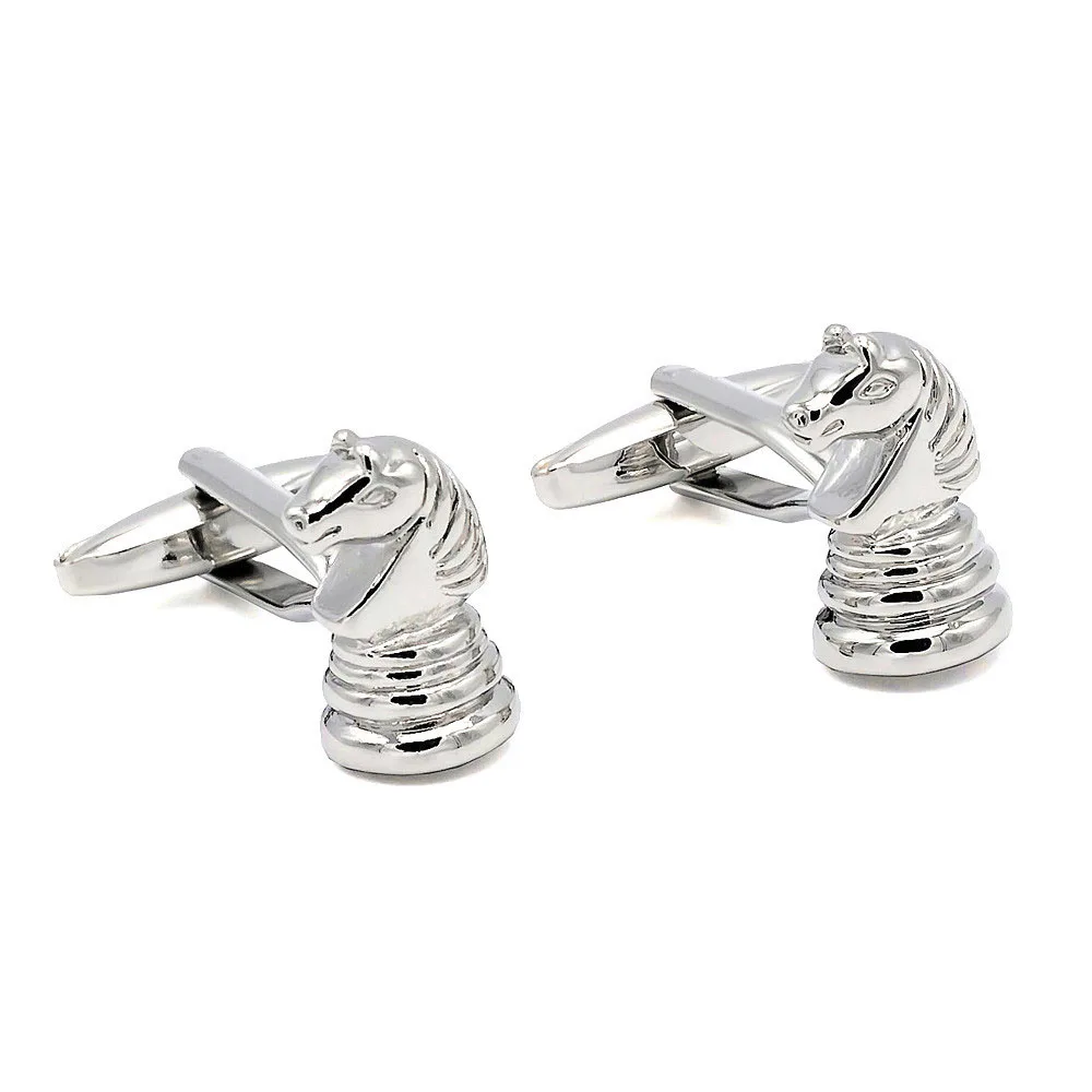 

International Chess Polished Horse Head Shape Cuff Links Men Casual Business French Suit Shirt Cuff Accessories