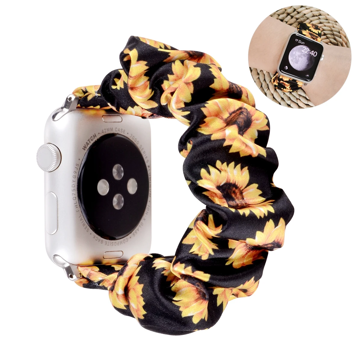 

EACHE 38mm 44mm 42mm 40mm Cloth Elastic Fancy Flower Women Scrunchie Apple Watch Bands For Apple Wristband