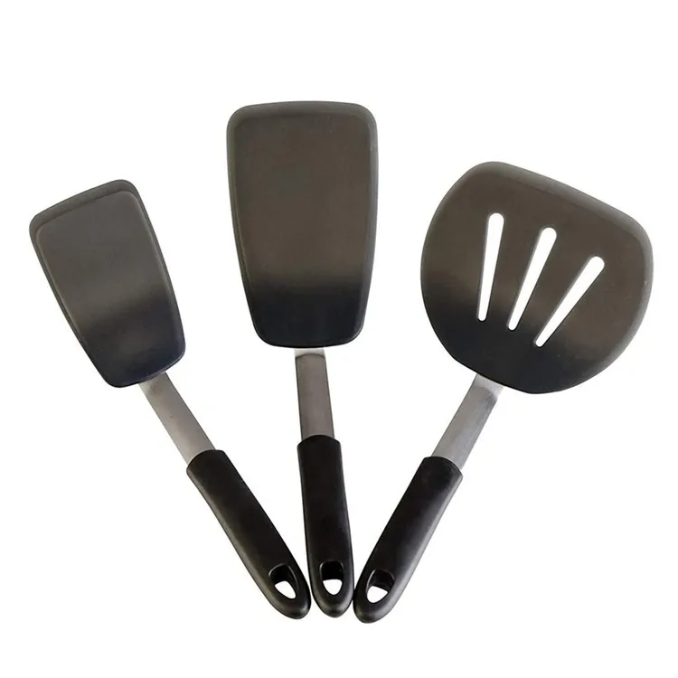 

Heat resistant 3 pieces kitchen spatulas pancake flippers silicone egg turner spatula set