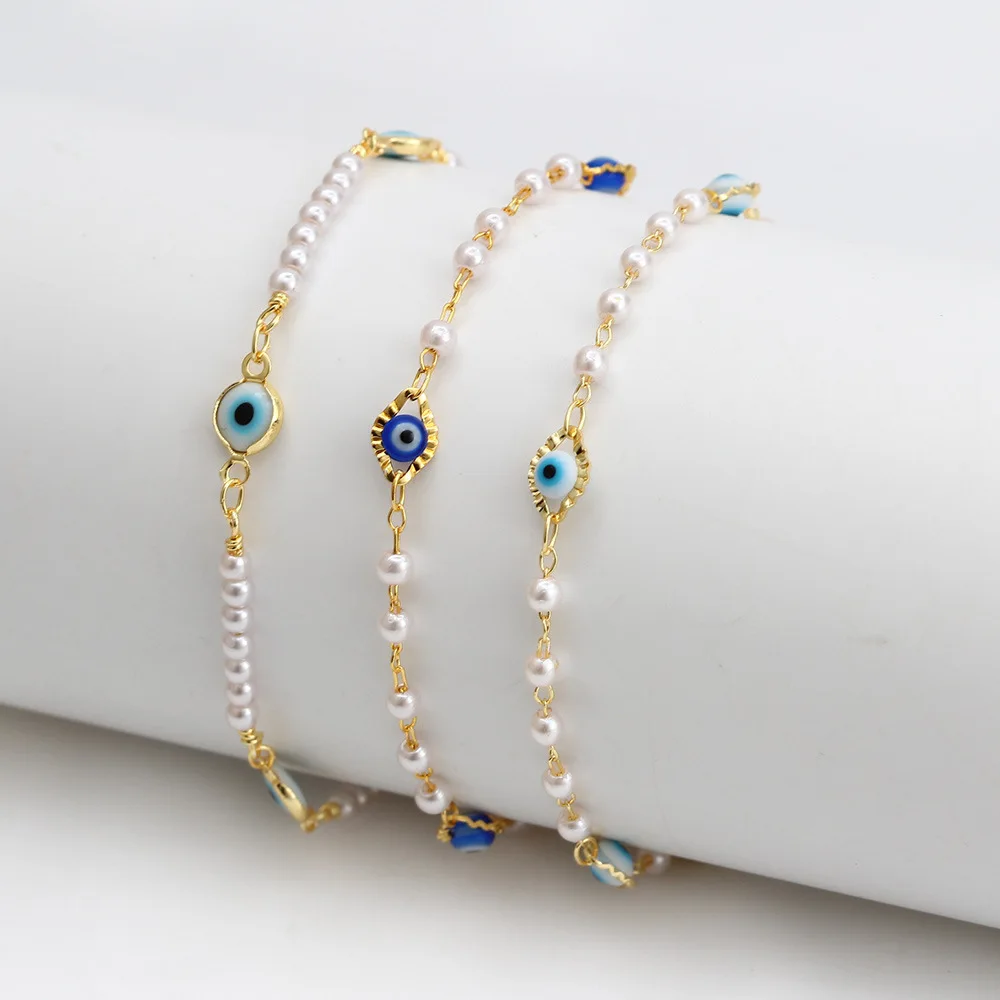 

NUORO New Hot Selling Irregular Beach Foot Chain Anklet For Women Jewelry Drop Oil Lucky Evil Eyes Bead Pearl Anklet