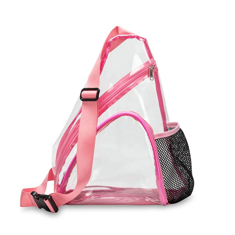 

Lightweight water resistance clear sling pack transparent PVC chest bag for women