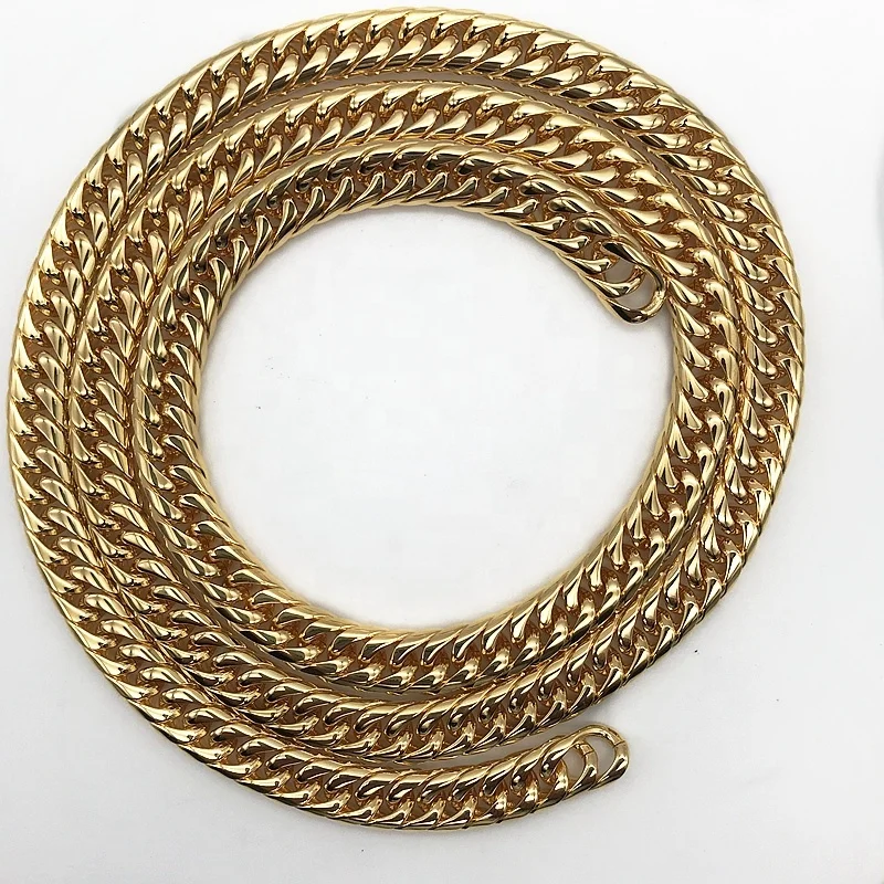 

Cuban Chain Silver Base 2 Microns Handbag pet Gold Plated Chain Necklace, Golden