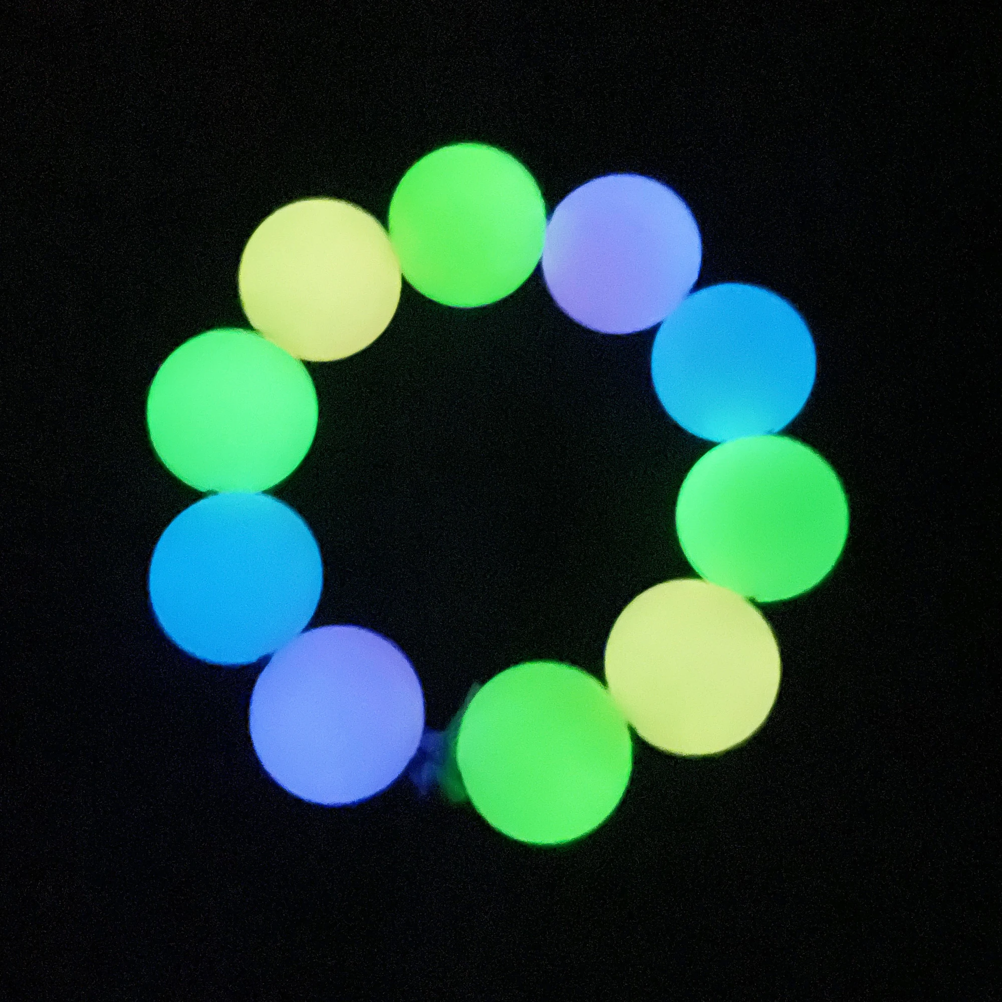 

2022 New Arrivals Glow In the Dark 10/12/13/15/17/20mm Round mixed Hexagon Silicone Beads Night Luminous