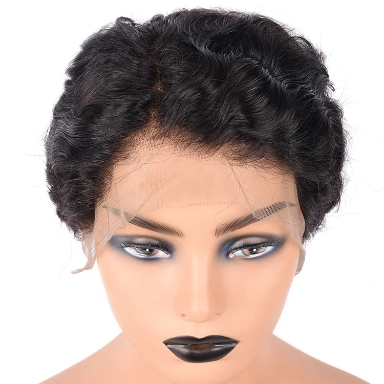 

Ready To Ship Natural Curly Pixie Wig, Pixie Cut Human Hair Wig, 1b#