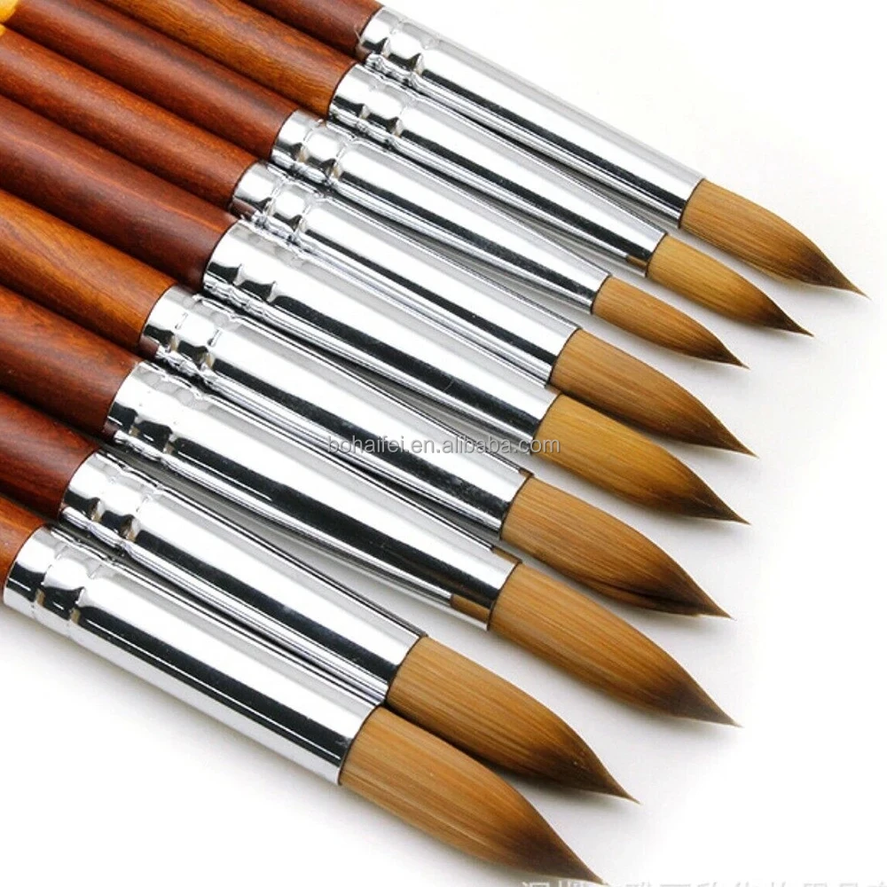 

Professional 100% Pure Mink Hair Wood Handle Nail Art Brush Manicure Nail Extension Acrylic Brush, Red wood