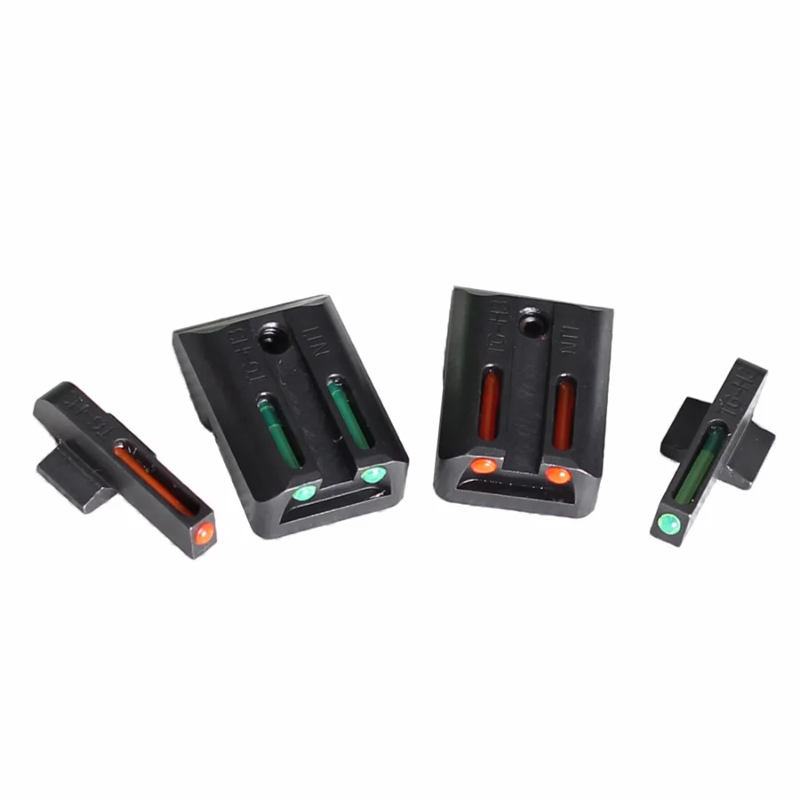 

Red green Fiber Optic Front Rear Handgun Sight Set Fits 1911 CUT .270/.450, Black